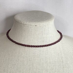 Sterling Silver Red Ganet Bead Wire Choker Necklace 14" Shube West Dakota